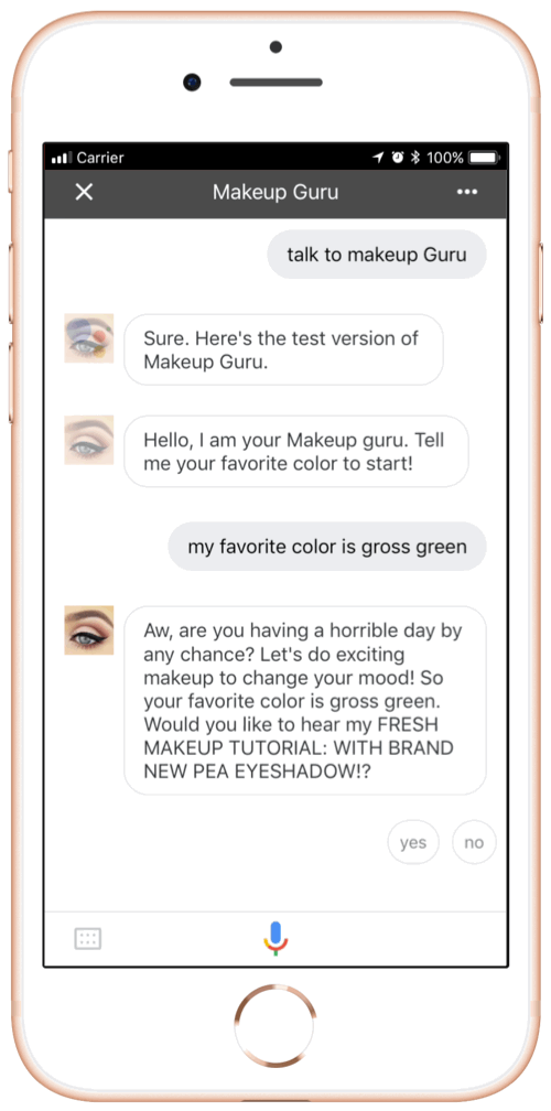 example of using Makeup Guru when you choose pink gross green color