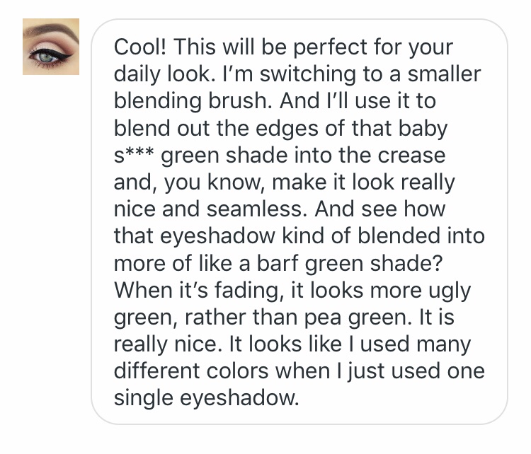 example of using Makeup Guru when you choose one of green shades